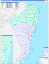 Monmouth-Ocean Metro Area Wall Map Color Cast Style 2024